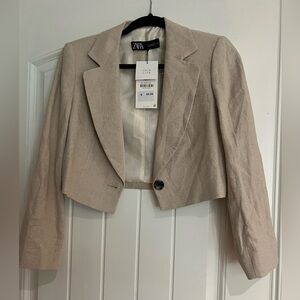 Zara Mini Cropped Linen Blazer